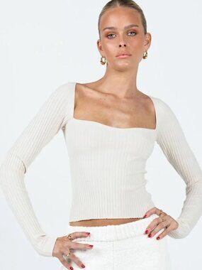 Princess Polly Mavins Long Sleeve Top Beige: Size: XS/S